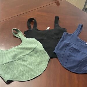 Bundle of 3 Victoria's Secret PINK Ribbed cropped  Tank Top -